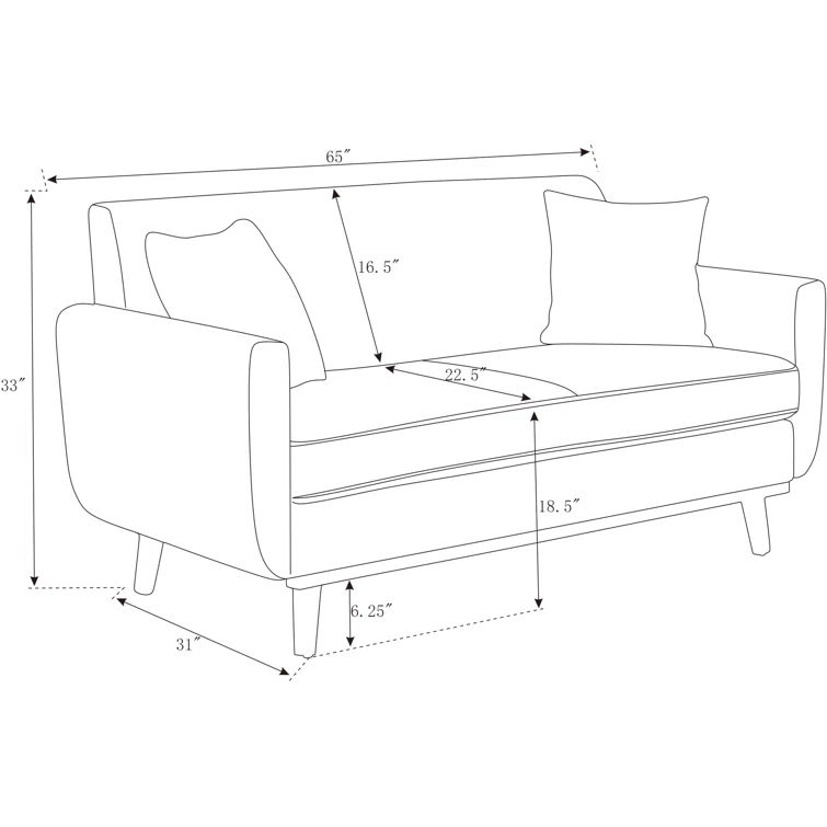 Artina 65'' Square Arm Loveseat