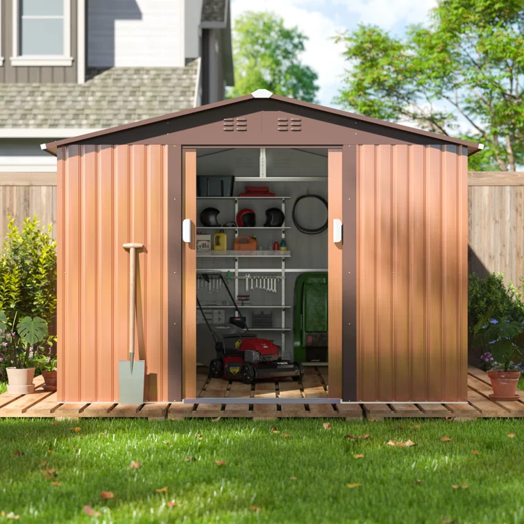 Outdoor 8 ft. W x 10 ft. D Metal Storage Shed