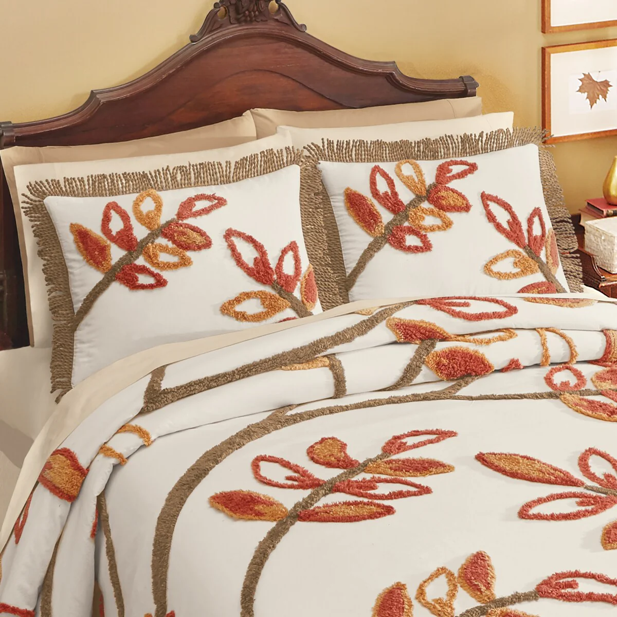 Soft & Luxurious Fall Leaf Branch Chenille Pillow Sham