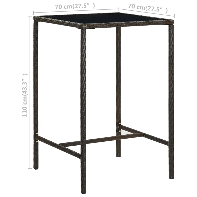 Patio Bar Table and Stools with Cushions Poly Rattan