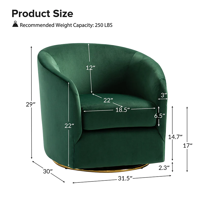 Emanuela Velvet Swivel Barrel Armchair