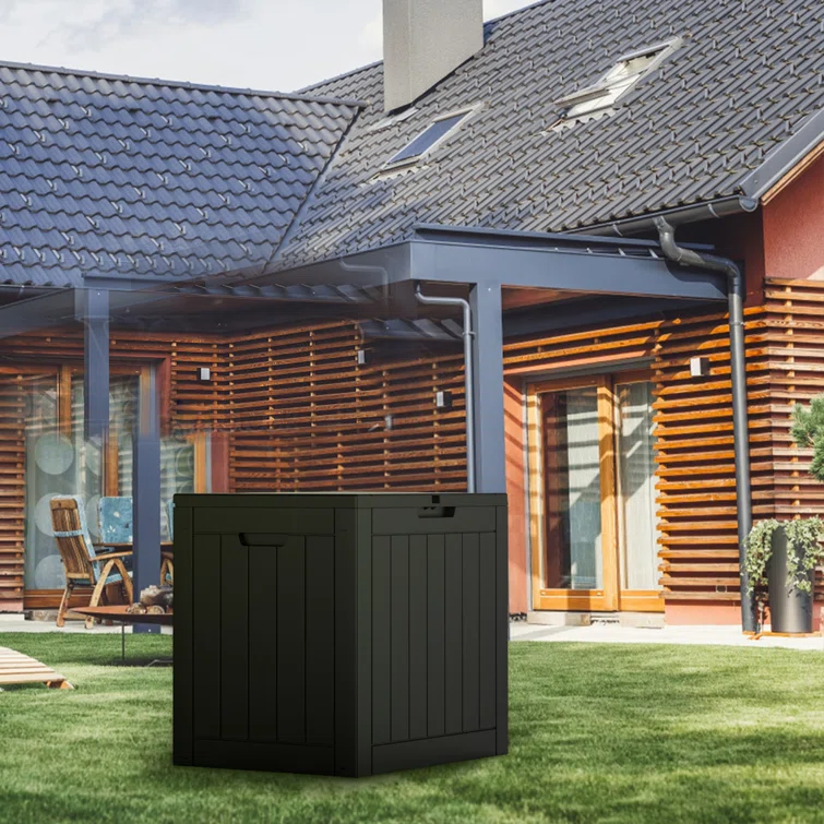 LeHom 22'' W 32 Gallons Water Resistant Resin Lockable Deck Box