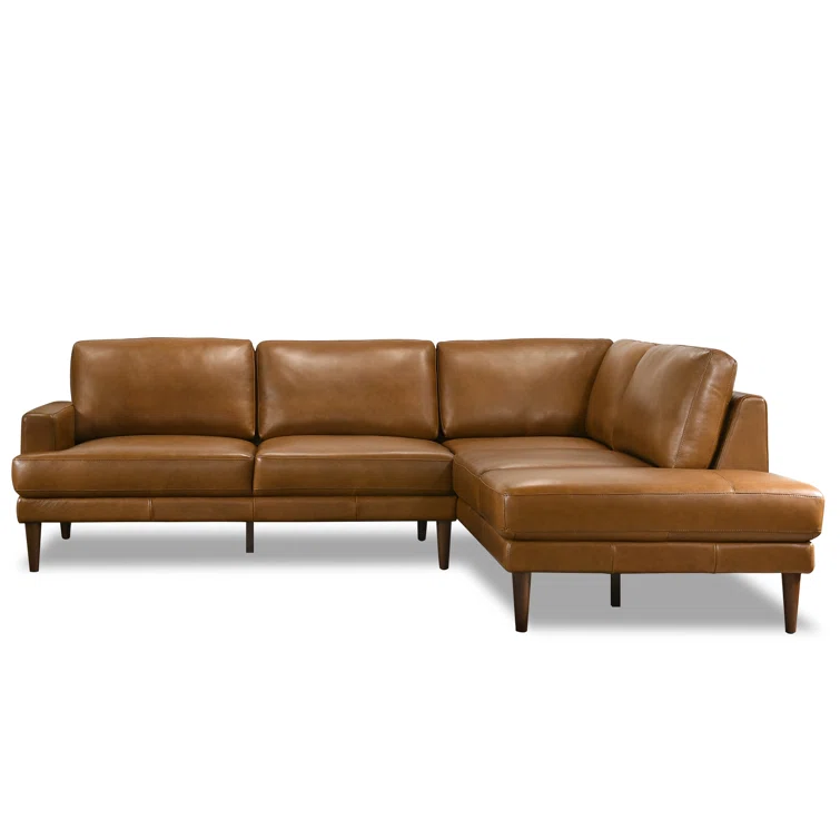 Patterson 2 - Piece Mid Century Modern Style Livingroom Leather Chaise Sectional