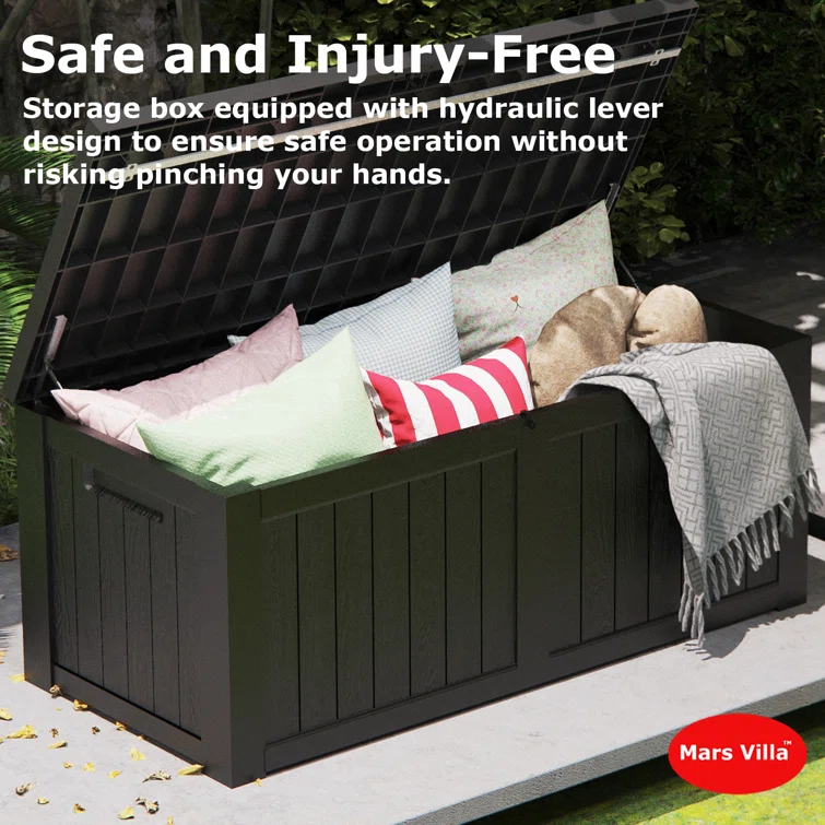Water Resistant Outdoor Storage Deck Box in Black