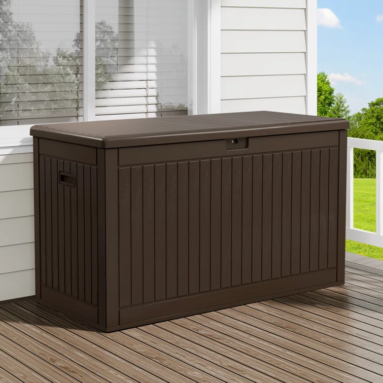 Edrosie Inc 69.6'' W 260 Gallons Water Resistant Resin Lockable Deck Box