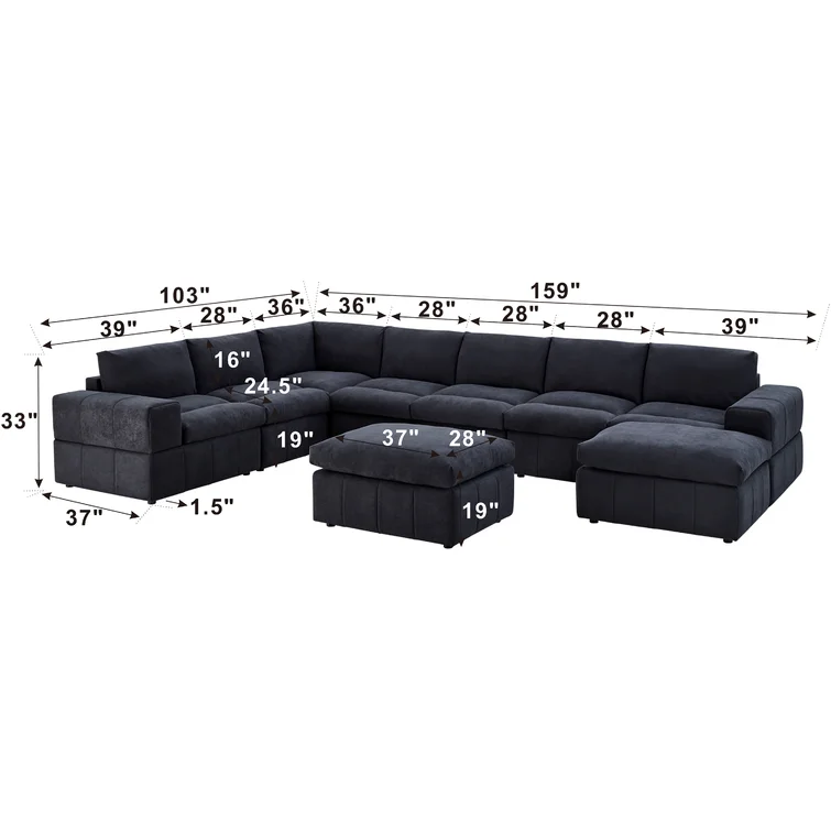 Boutin 9 - Piece Upholstered Sectional