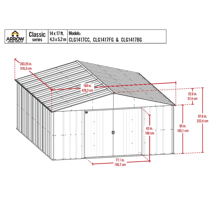 14 ft. W x 17 ft. D Galvanized Steel Storage Shed