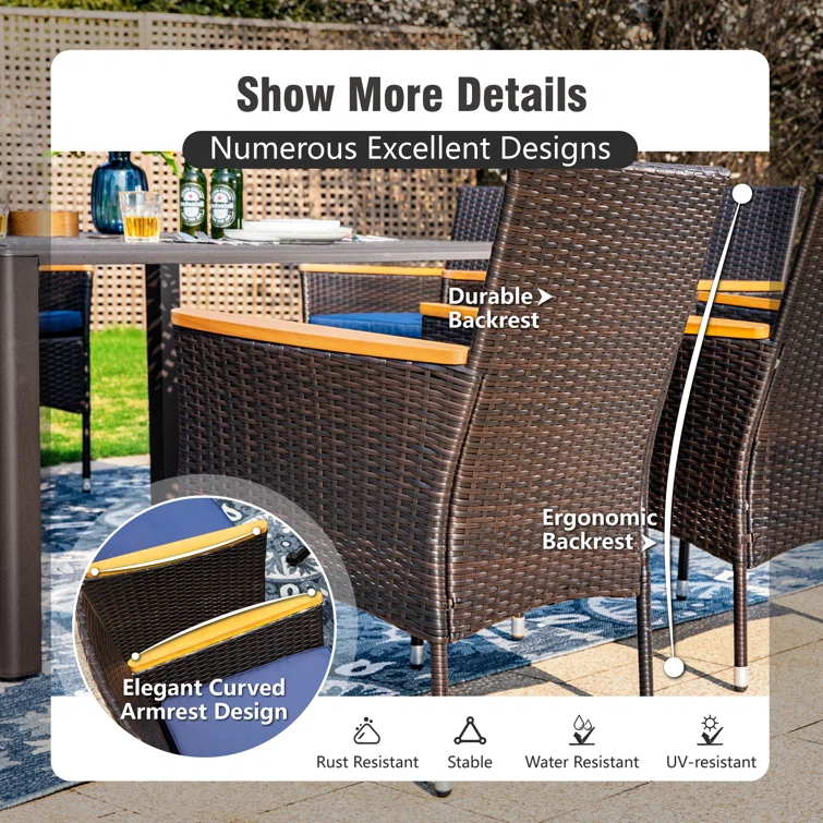 Alyah 6 - Person Rectangular Outdoor Dining Set with Cushions