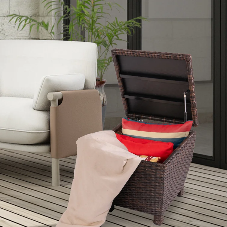 Sundale Outdoor 19.68'' W 13 Gallons Water Resistant Wicker Deck Box