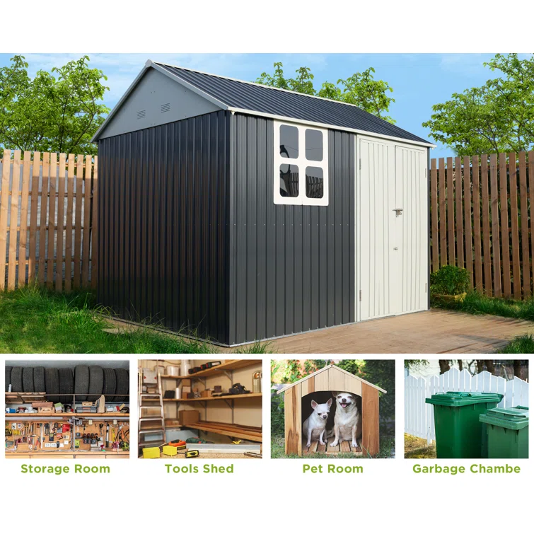 10 ft. W x 8 ft. D Metal Corner Storage Shed
