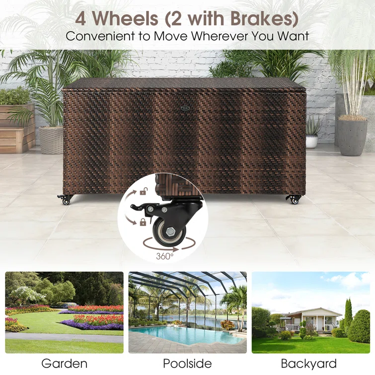 Costway 52'' W 96 Gallons Water Resistant Deck Box