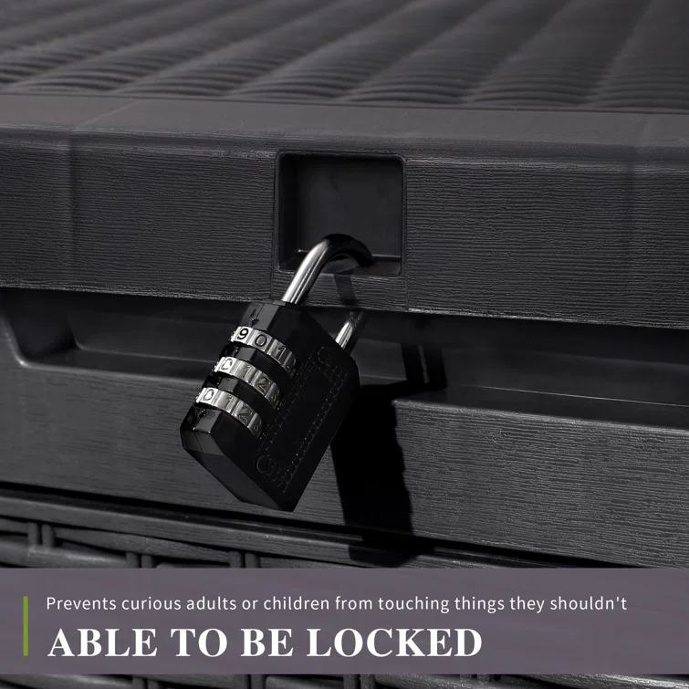 FRUITEAM 100 Gallons Gallon Water Resistant Resin Lockable Deck Box in Dark Gray
