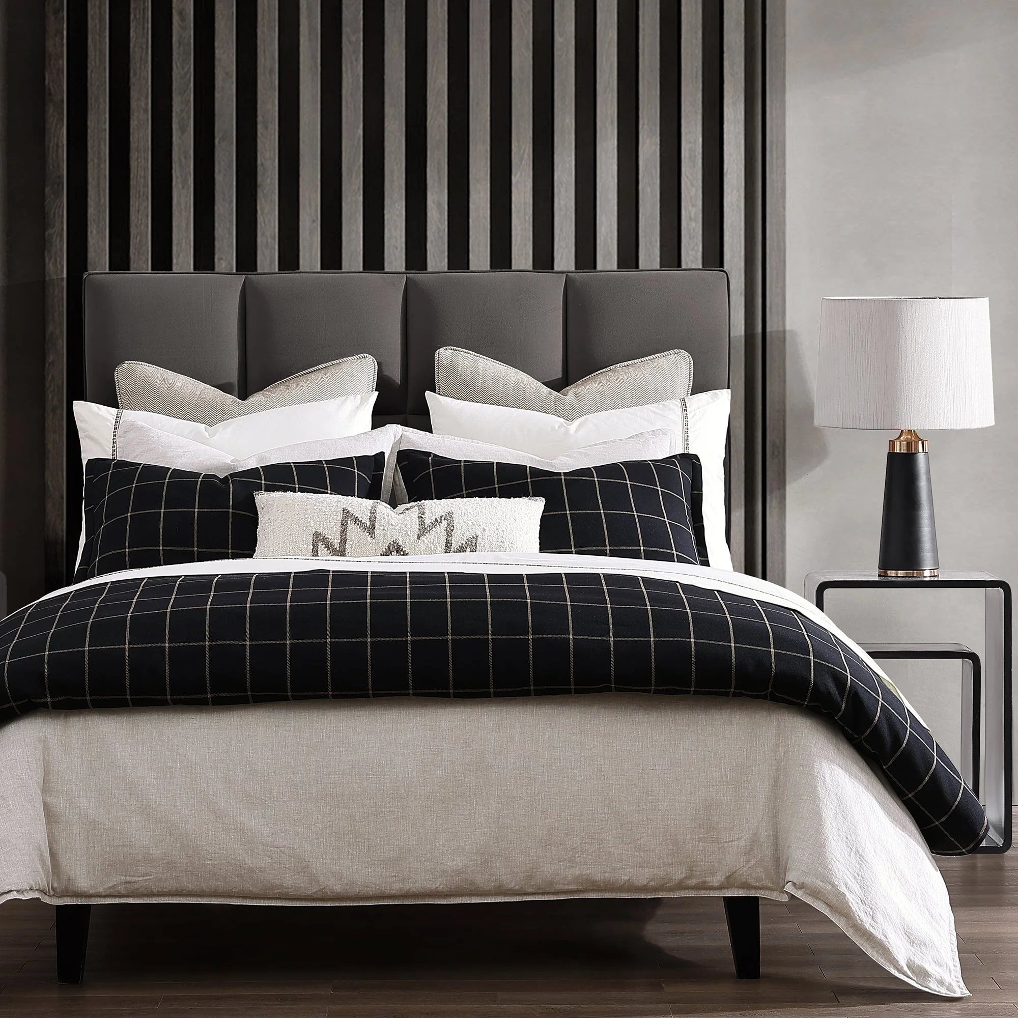 HiEnd Accents Windowpane Plaid Modern Rustic Bedding 3 Piece Comforter Set