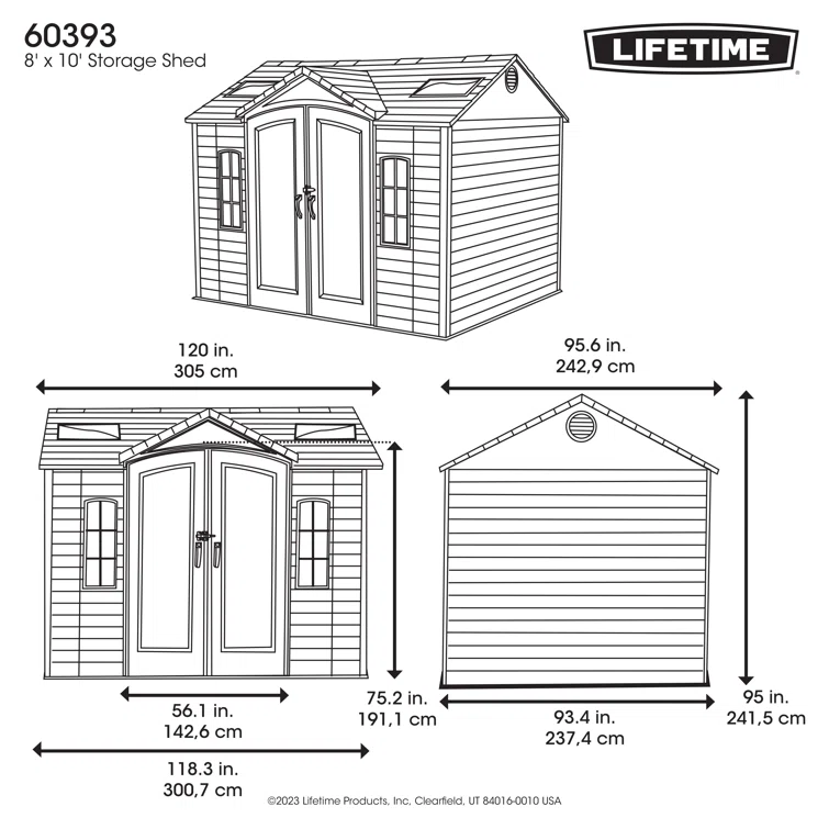 10 Ft. x 8 Ft. High-Density Polyethylene Outdoor Storage Shed with Steel-Reinforced Construction