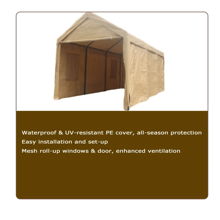 12 ft. W x 20 ft. D Polypropylene and Iron Garage Shed