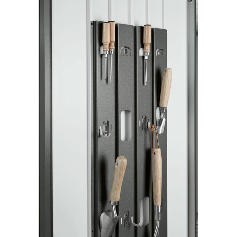 Biohort Equipment Locker 900 Gallon Water Resistant Metal Tool Shed with Lock in Dark Gray
