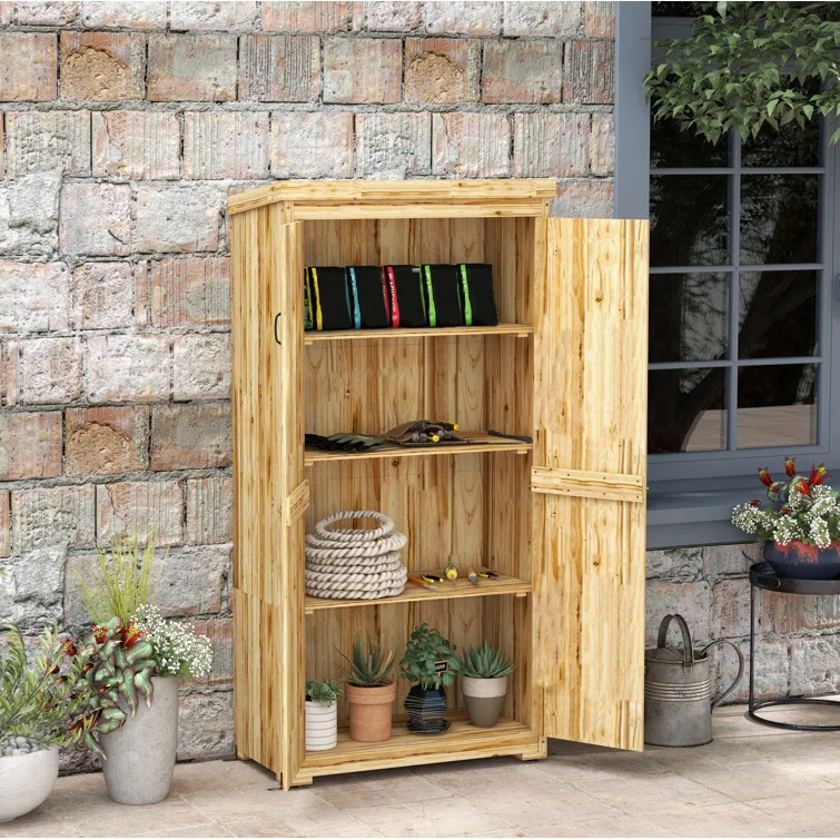 Charlain 3 ft. W x 1 ft. D Wood Vertical Tool Shed