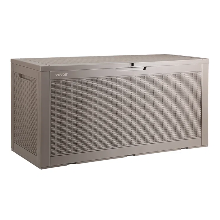 VEVOR 48'' W 100 Gallons Water Resistant Polypropylene Lockable Deck Box in Brown