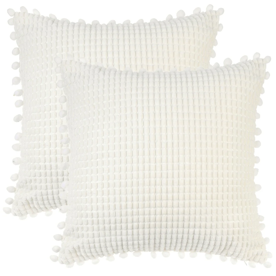 2Pcs Solid Neutral Square Throw Pillow Covers Decorative Pillow Covers