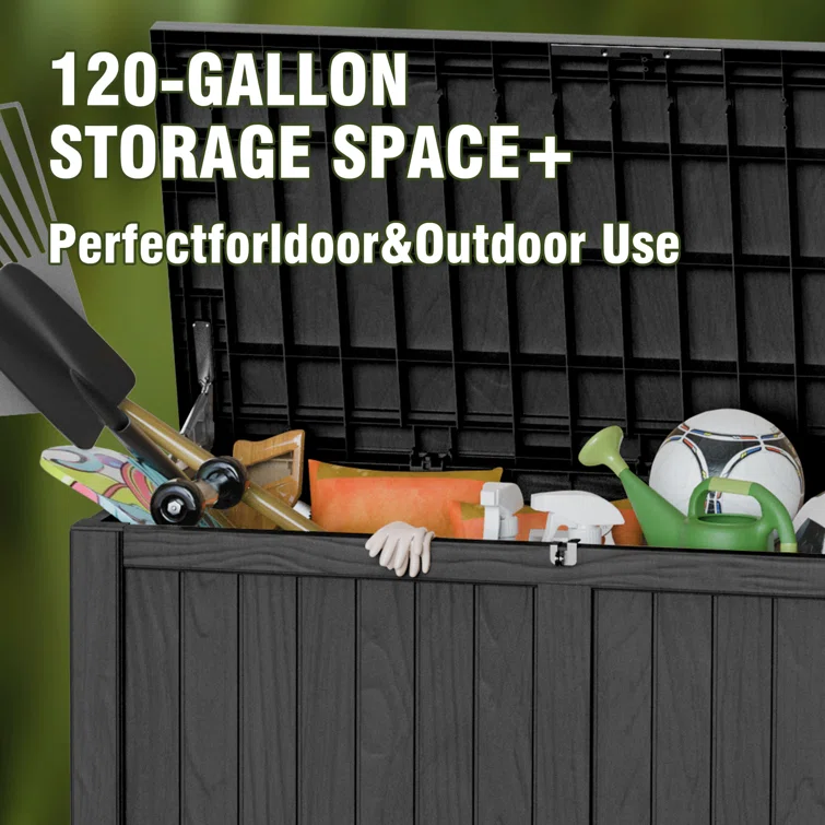 WORACO 67.5'' W 120 Gallons Water Resistant Resin Lockable Deck Box