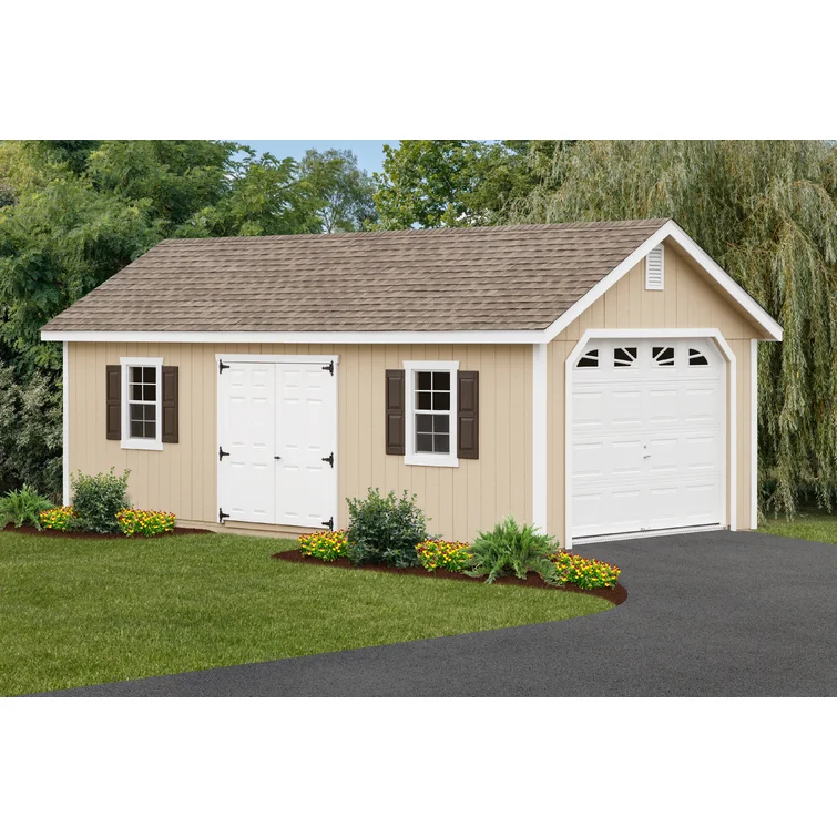 12 ft. W x 26 ft. D Solid Wooden Garage Shed