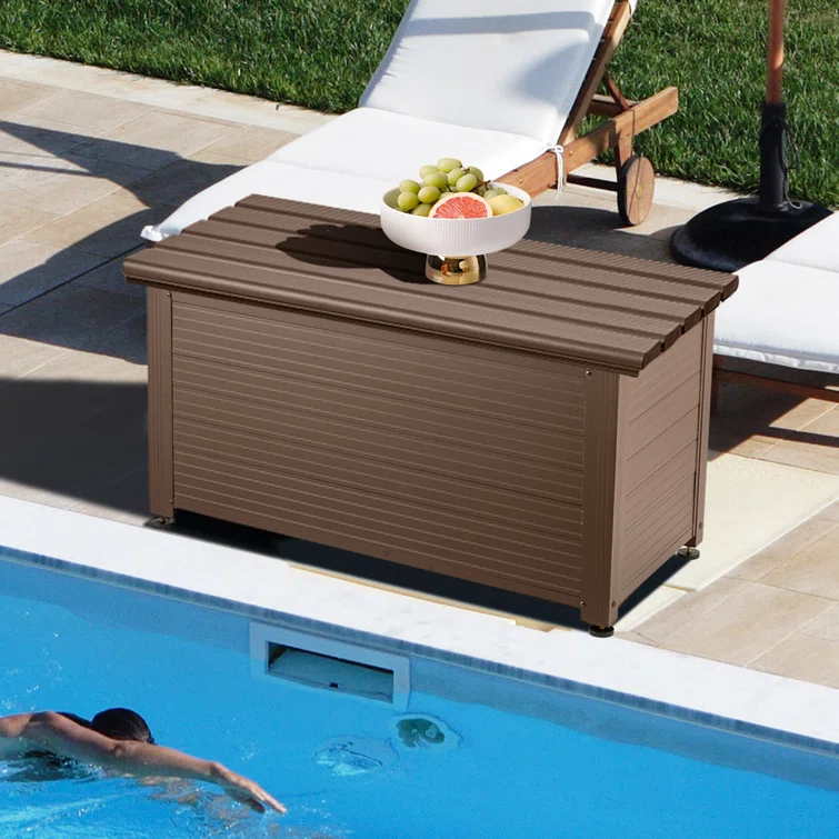 TECSPACE 35.4'' W 53 Gallons Water Resistant Metal Lockable Deck Box