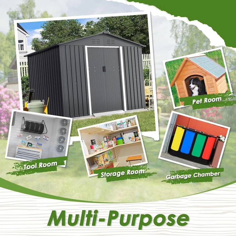 8 ft. W x 6 ft. D Metal Storage Shed
