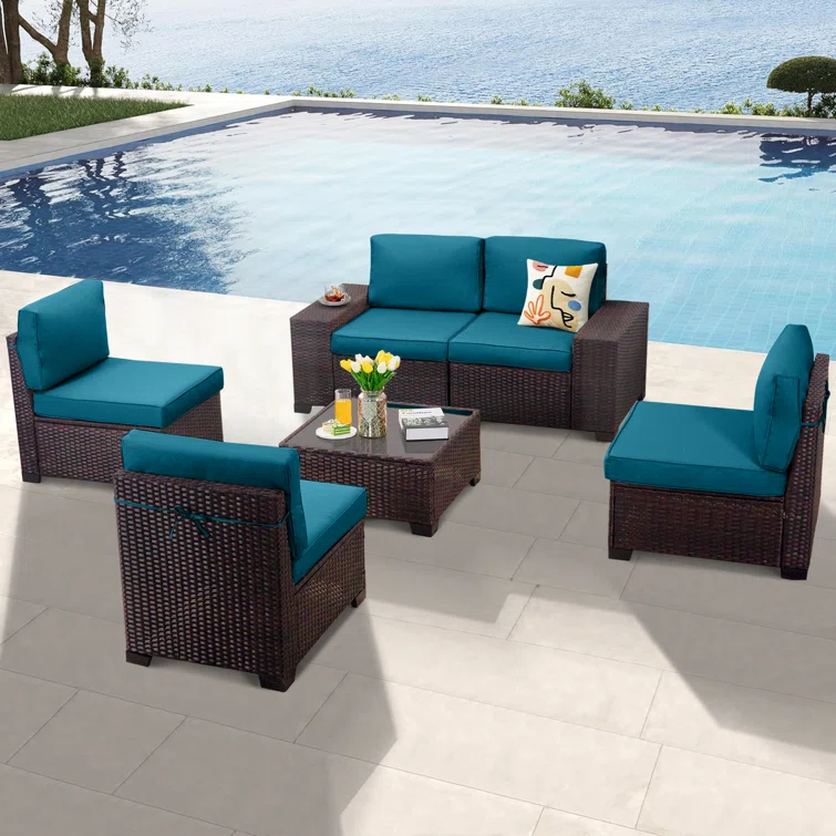 Jovelyn 5 - Person Outdoor Seating Group with Cushions