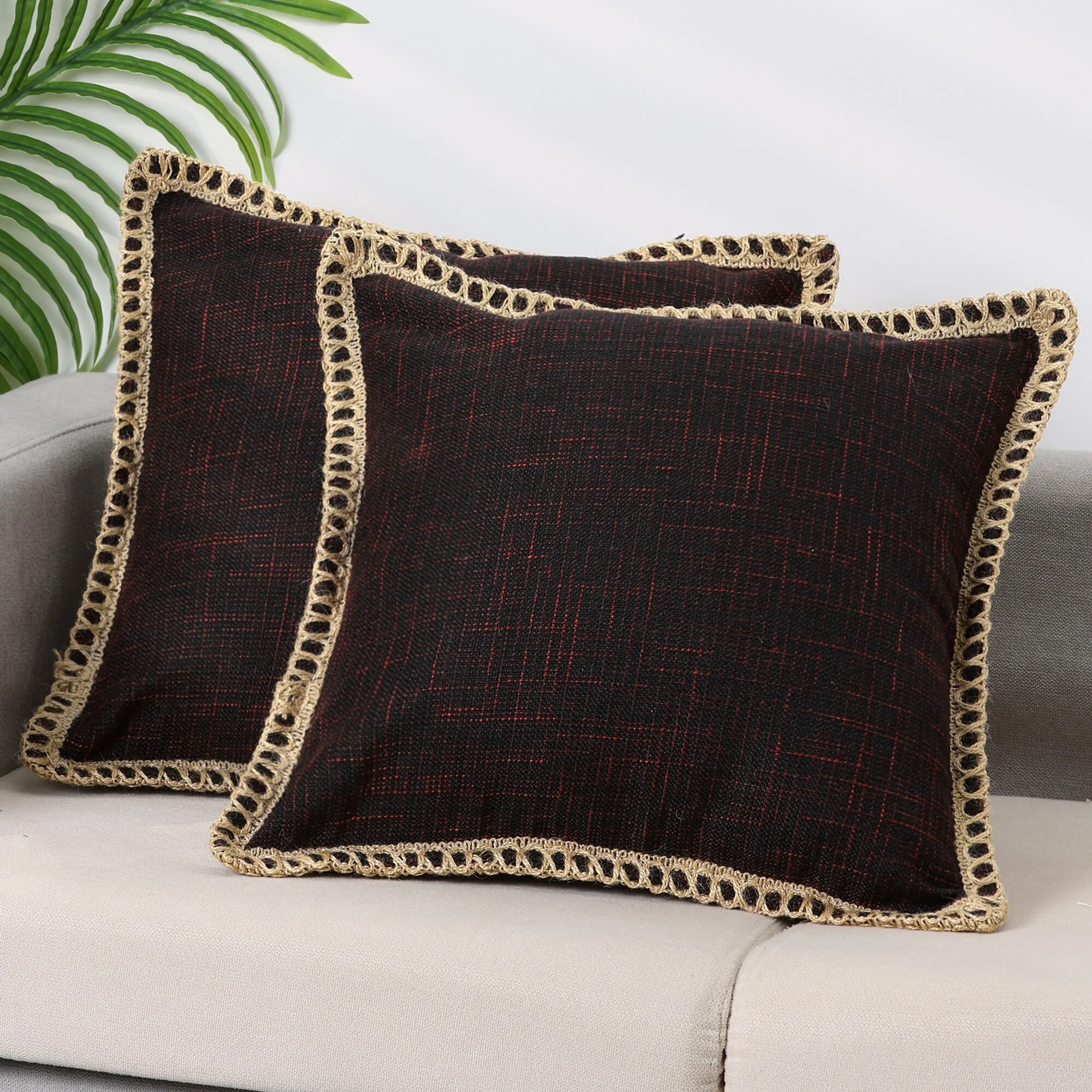 1 Pair Linen Pillow Covers Solid Color Throw Pillow Covers for Home