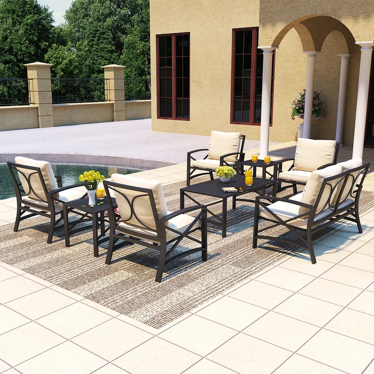 Cueva 6 - Person Outdoor Seating Group with Cushions<!-- --> <!-- -->(Set of 8)