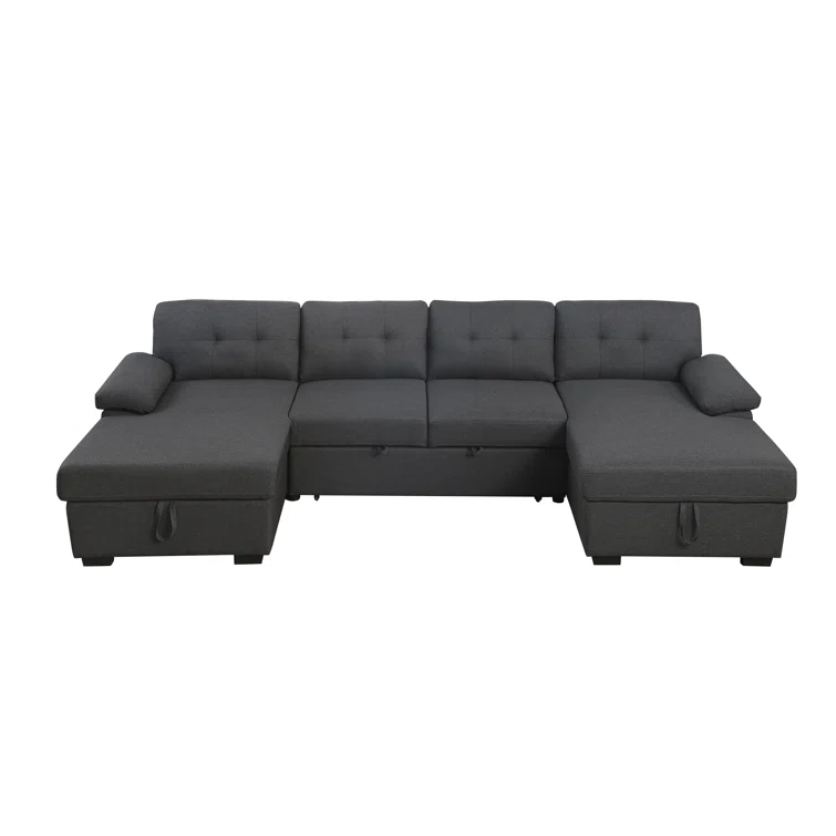 Micia Symmetrical Upholstered Sleeper Sectional Sofa and Chaise