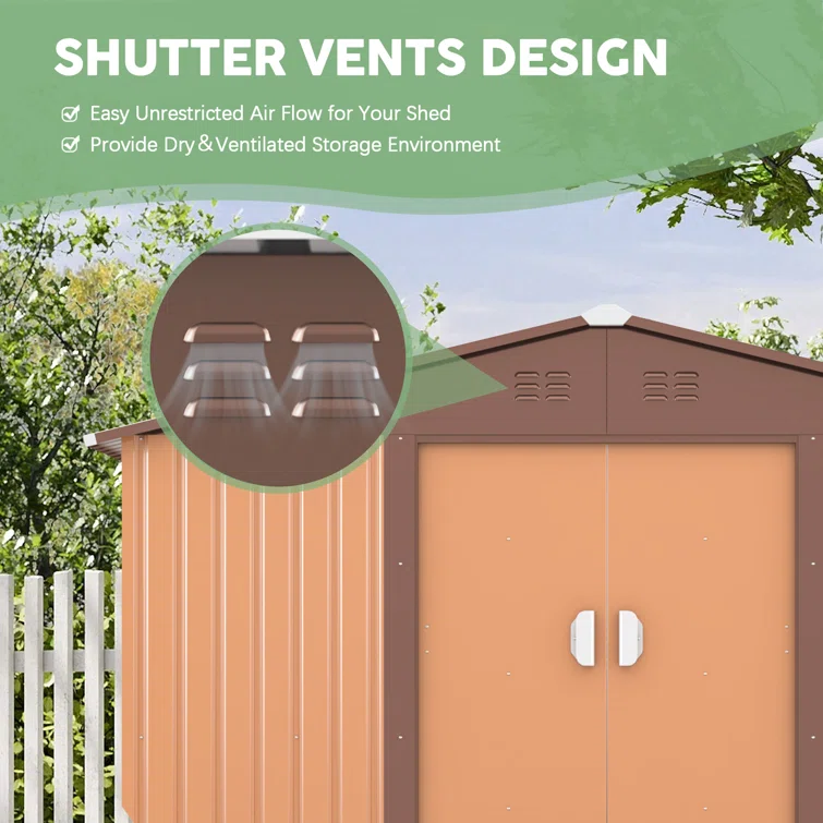 Outdoor 8 ft. W x 10 ft. D Metal Storage Shed