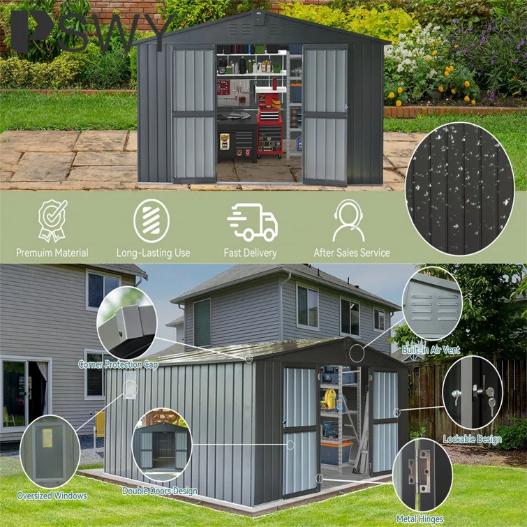 11 ft. W x 12 ft. 5 in. D Metal Storage Shed