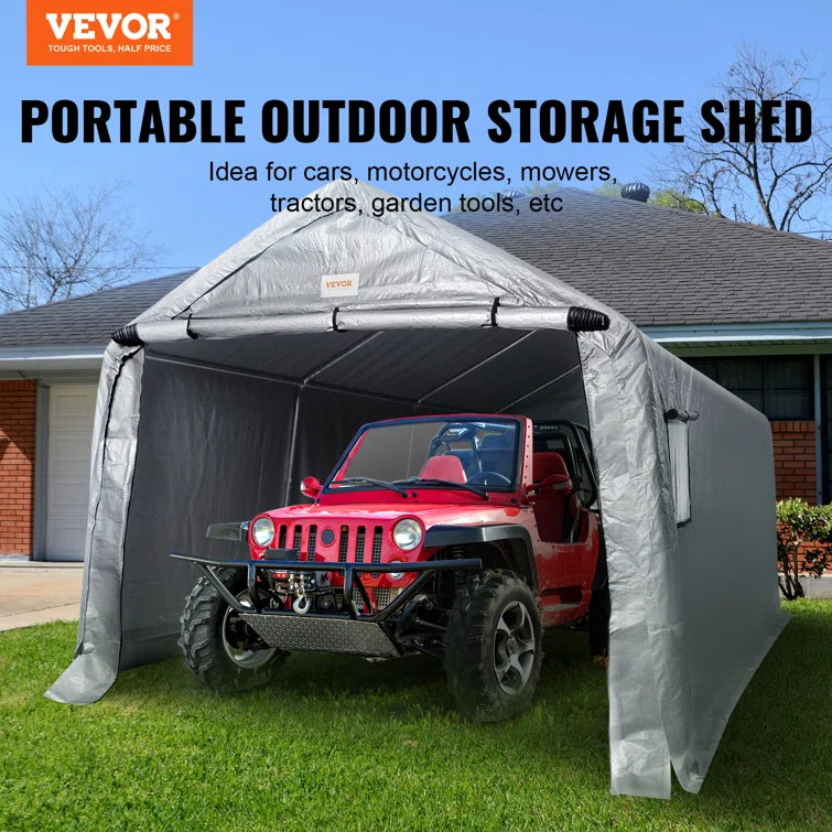 Heavy Duty 10 ft. W x 15 ft. D Polyethylene Portable Garage Shed