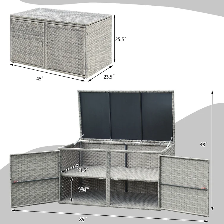 Gymax 45'' W 88 Gallons Wicker Cabinet Deck Box