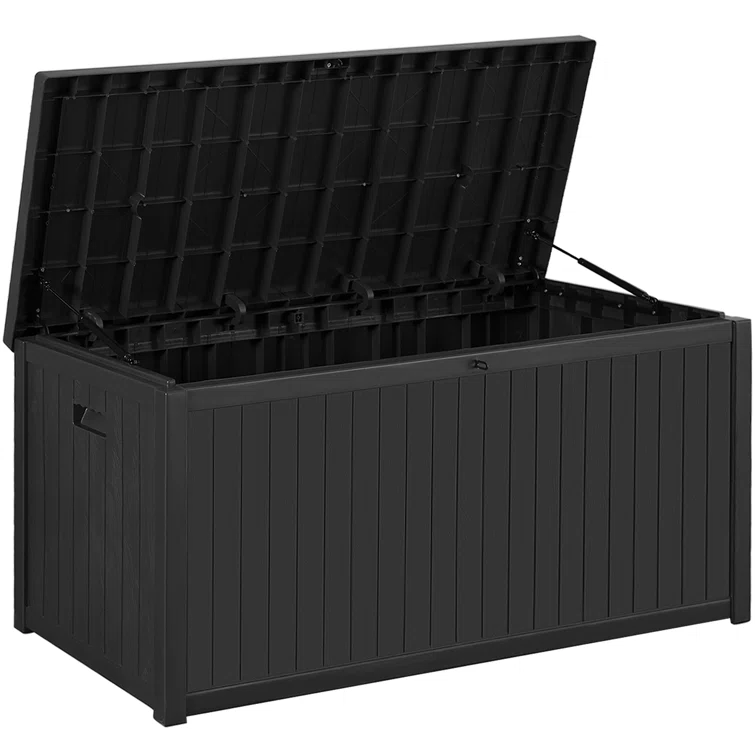 FOREST HOME 120 Gallon Water Resistant Resin Lockable Deck Box in Black