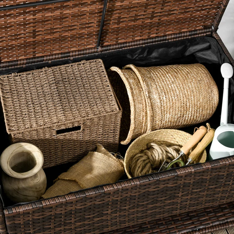 Outsunny 66 Gallon Wicker Deck Box