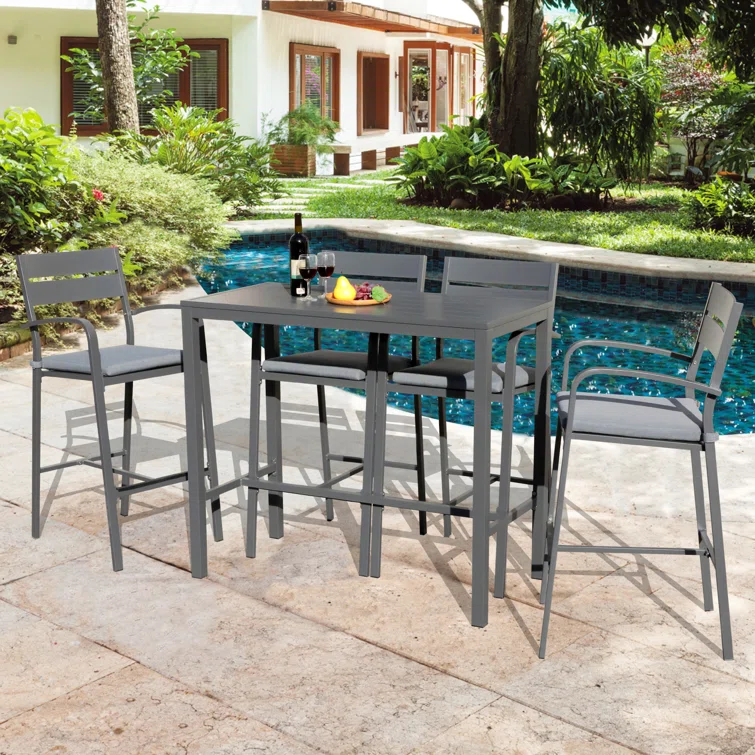 Amarin 4 - Person Rectangular Outdoor Dining Set with Cushions