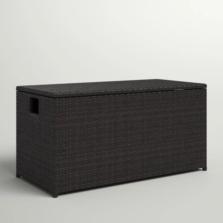 Latitude Run® Larren 59'' W 50 Gallons Water Resistant Wicker Deck Box in Espresso