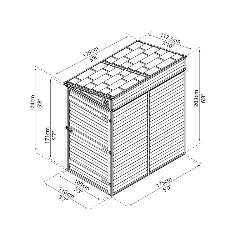 Skylight 4 ft. W x 6 ft. D Polycarbonate Lean-To Tool Shed
