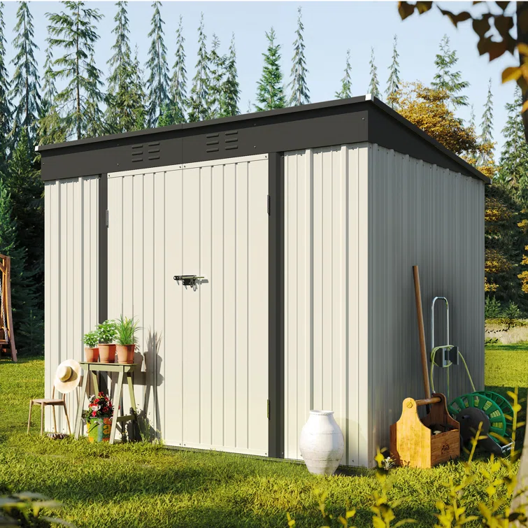 8ft. W x 6 ft. D Metal Vertical Storage Shed