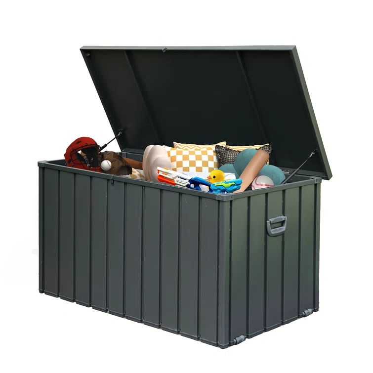 Domi Louvered Deck Box 200 Gallons Water Resistant Lockable with Wheels
