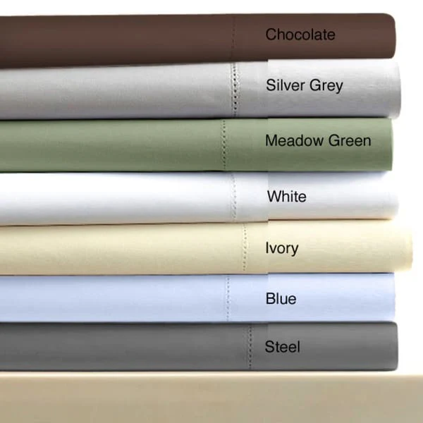 Egyptian Cotton Sateen 600 Thread Count Solid Pillowcases (Set of 2)