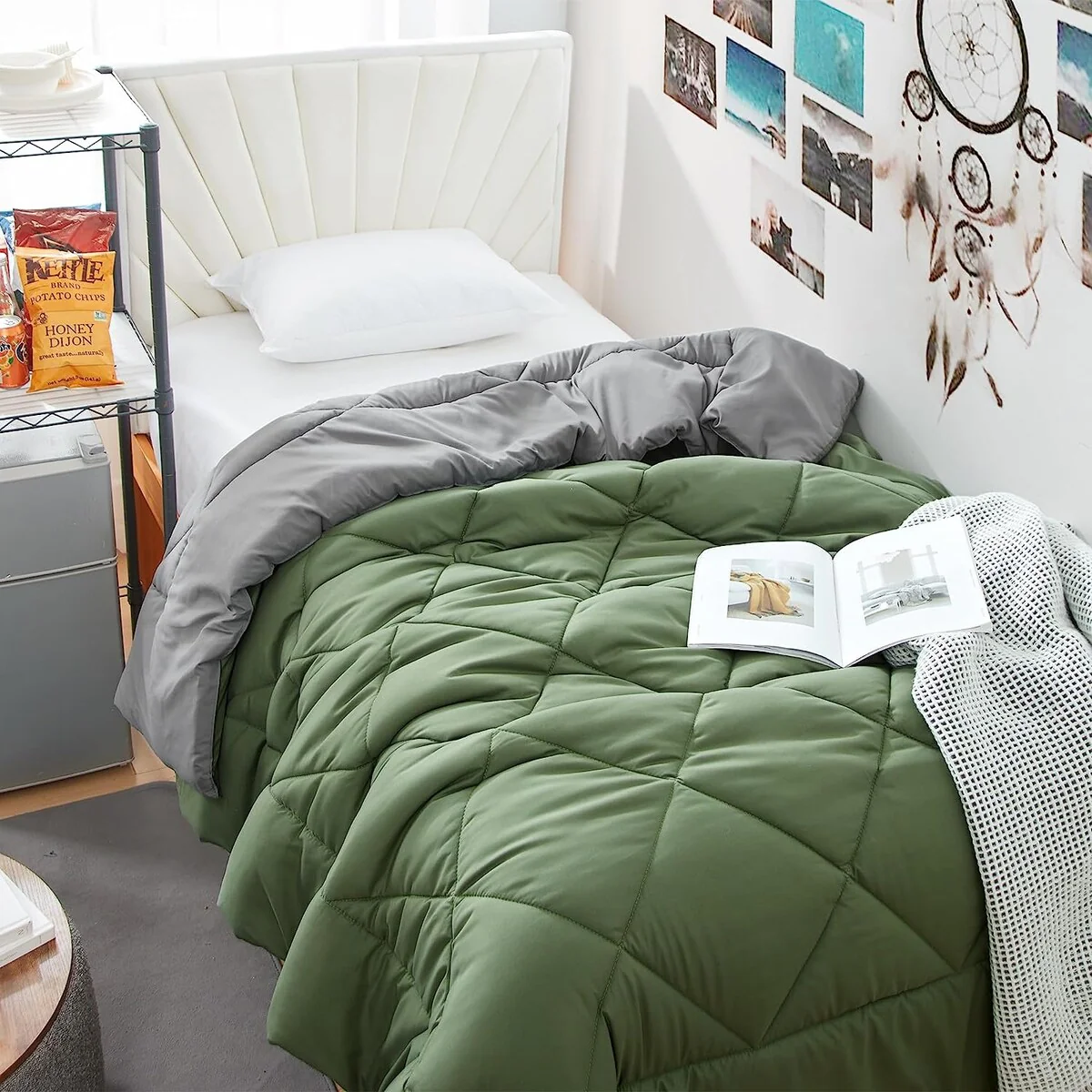 Hero Green/Charcoal Gray Reversible Twin XL Comforter