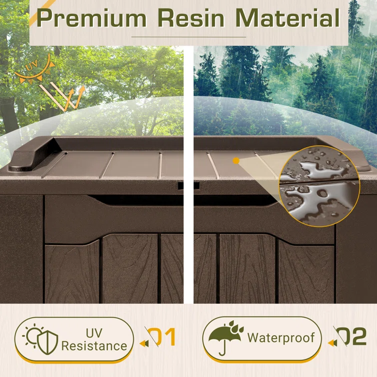 GUNJI 22.04'' W 28 Gallons Water Resistant Resin Lockable Deck Box