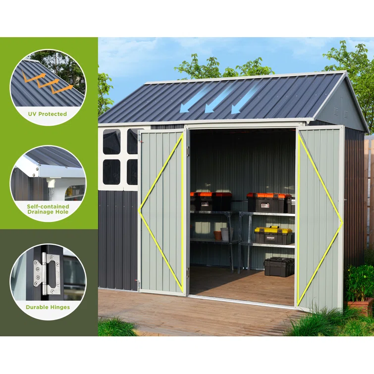 8 ft. W x 6 ft. D Metal Corner Storage Shed