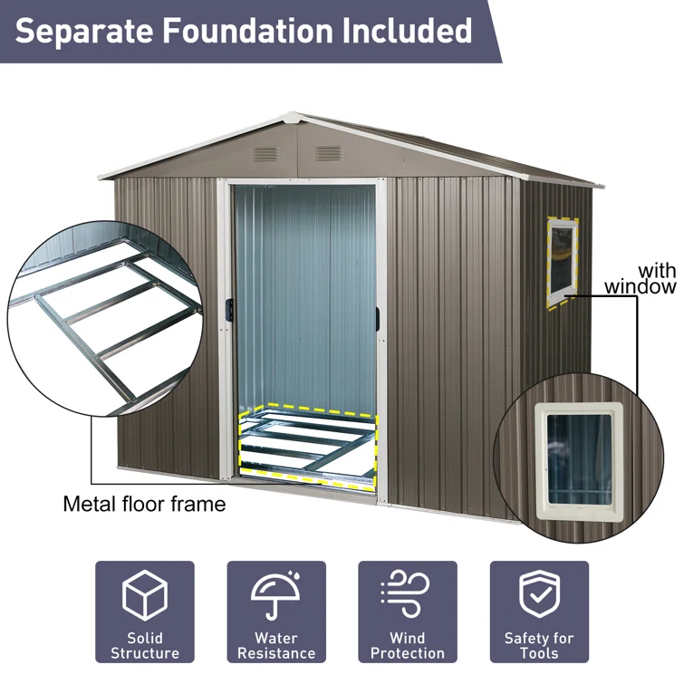 8 ft. X 6 ft. Metal Traditional Storage Shed
