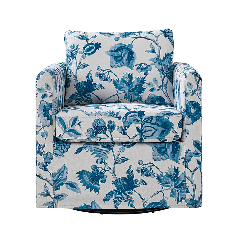 Claudius Upholstered Slipcovered Swivel Barrel Chair