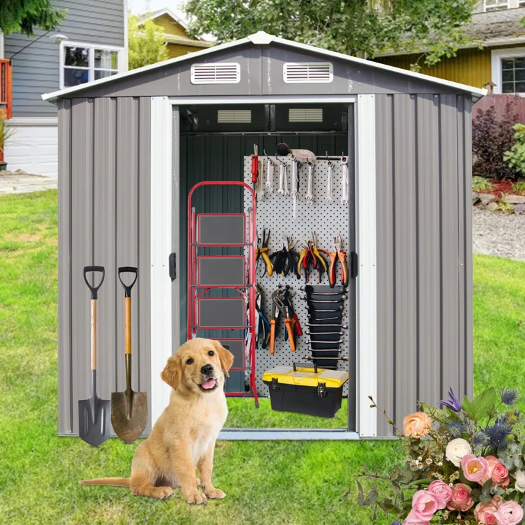 6' 8'' W x 4' 3'' D Metal Storage Shed