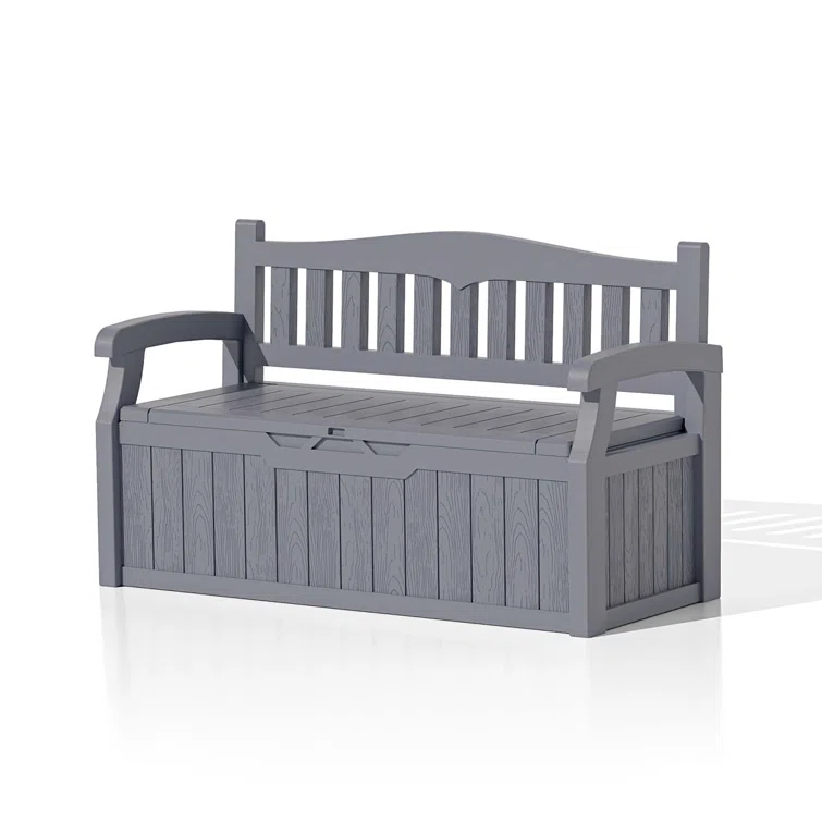Patiowell 70 Gallons Storage Bench Durable Resin Outdoor Storage Deck Box For Furniture and Supplies